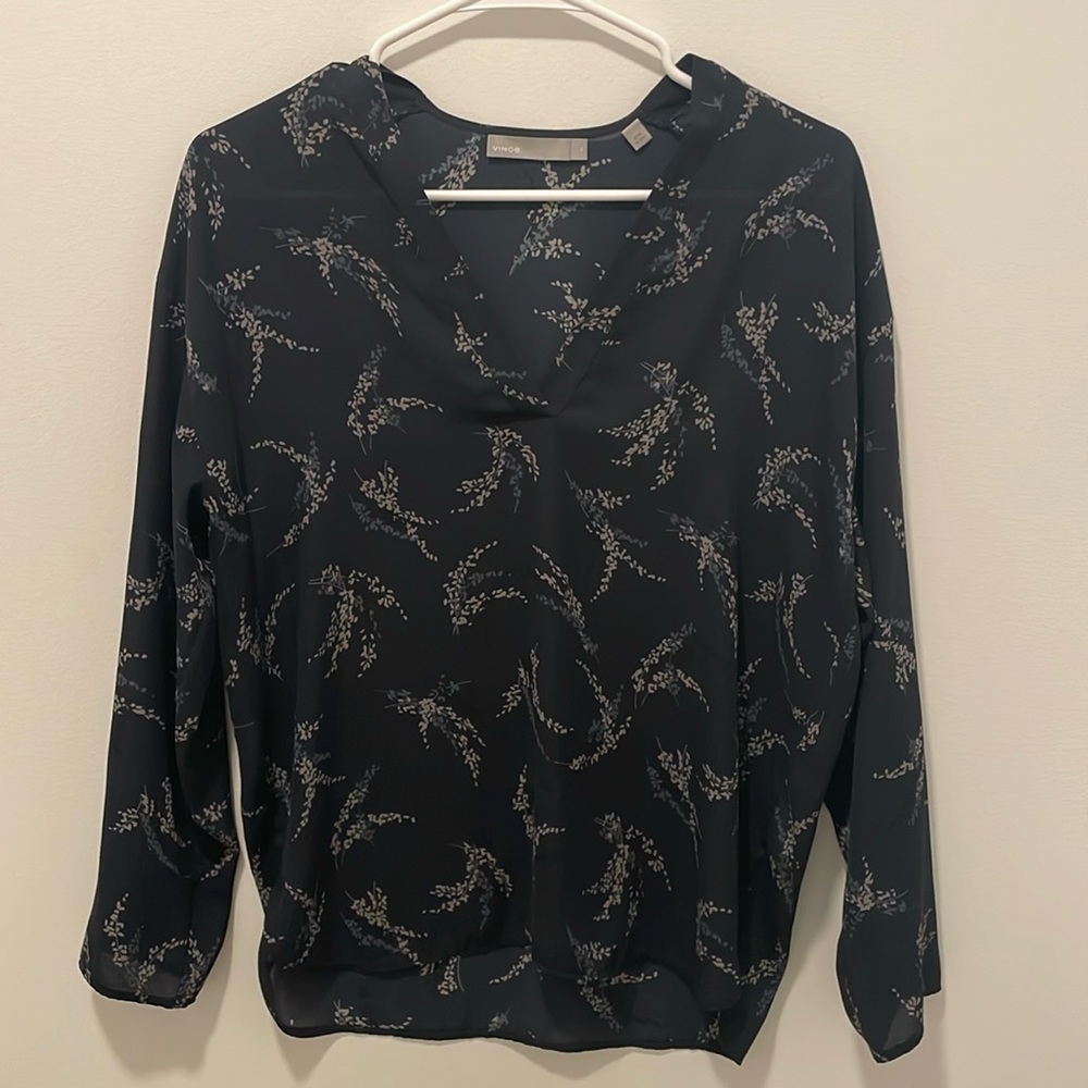 Vince Split Neck Floral Blouse